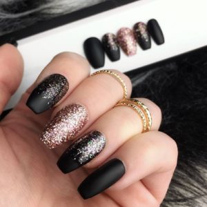 Black and Rose Gold nails