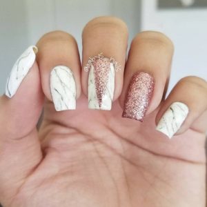 Rose gold marble nails