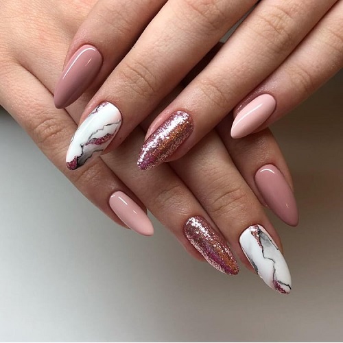 Rose gold marble nails