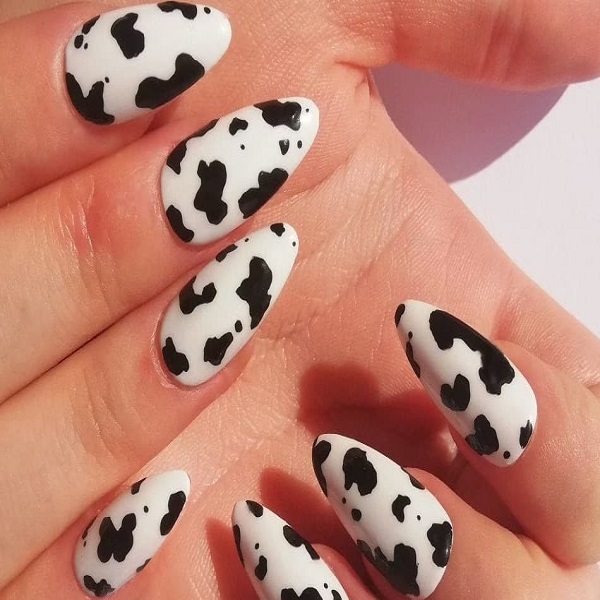 aesthetic cow print nails