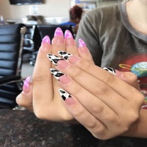 aesthetic cow print nails