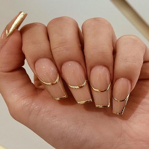 Gold French Tip Nails