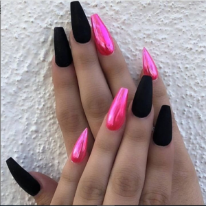 Hot Pink and Black Nail Designs