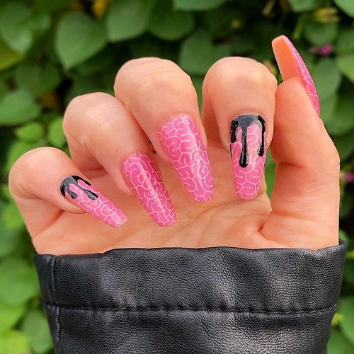 Hot Pink and Black Nail Designs