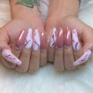 Hot pink marble nails