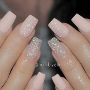 Light Pink Nails with Glitter