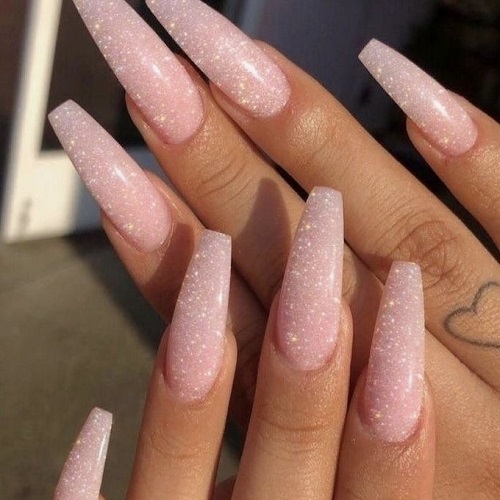 Light Pink Nails with Glitter