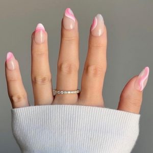 Nails with Pink Powder