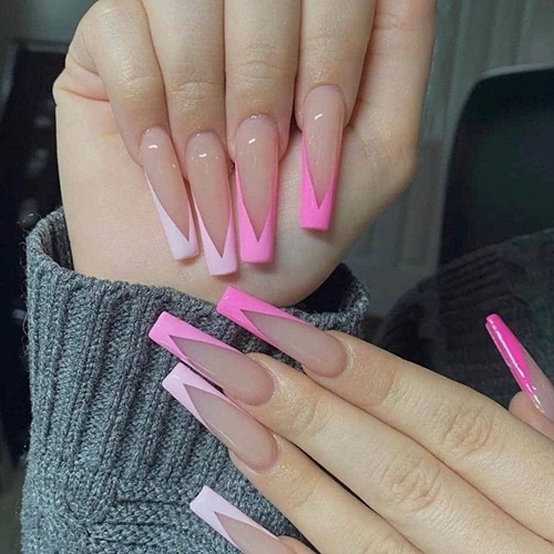 Nails with Pink Tips