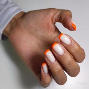 Orange and White Nails
