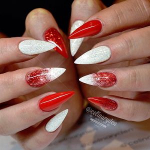 Red and White Christmas Nail