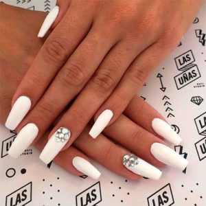 White Nail with Gems