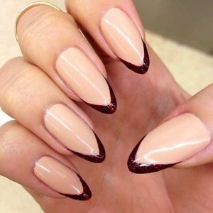 Burgundy French Tip Nails