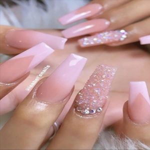 light pink coffin nails