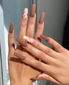Mocha brown acrylic nails