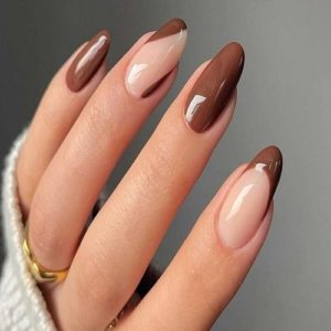 Mocha brown acrylic nails