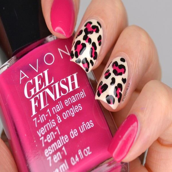 Pink leopard print nails