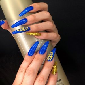Royal Blue and Gold nails - Nail Design Ideas