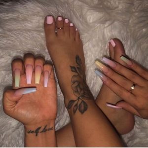 Baddie Matching Acrylic Nails and Toes