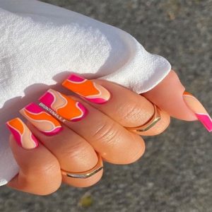 Purple and Orange Nails